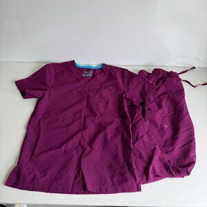 Scrub Joy Medical Scrubs Set XS Purple Top & Pants Fit For All